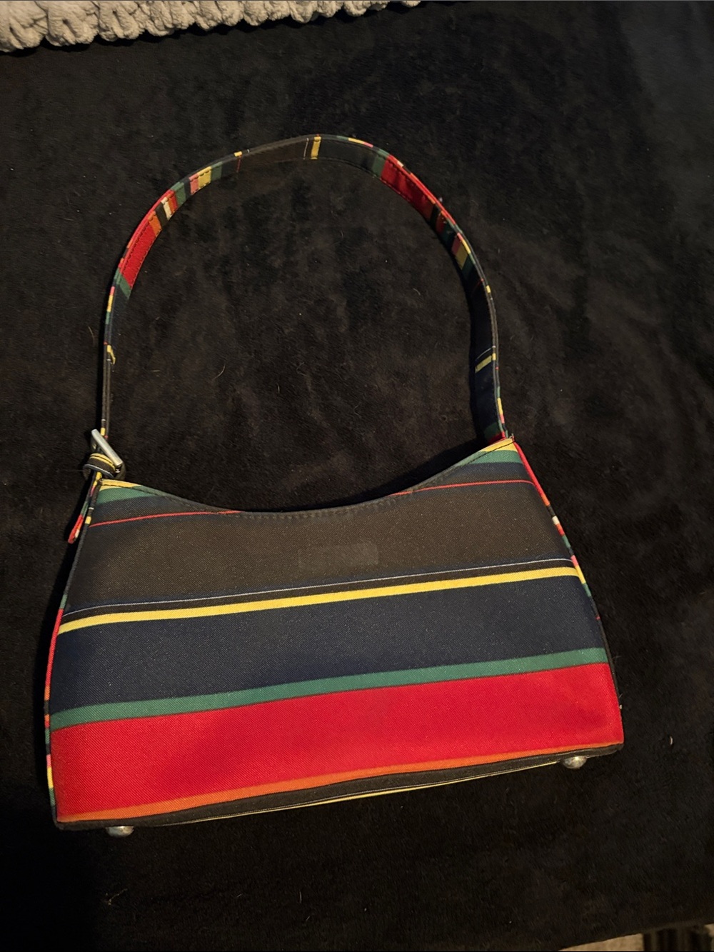 Striped Multicolor Shoulder Bag - Red, Navy, Green, Yellow